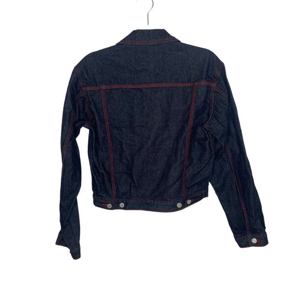 Boom Boom Vintage Jacket Womens Size Medium Denim Blue Dark Wash Button Jean - Picture 2 of 16